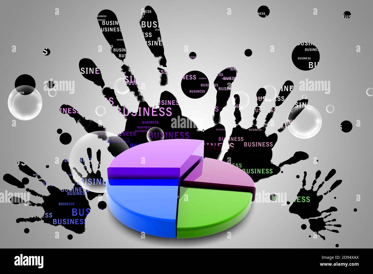 3d multi use pie chart graph in color background Stock Photo - Alamy