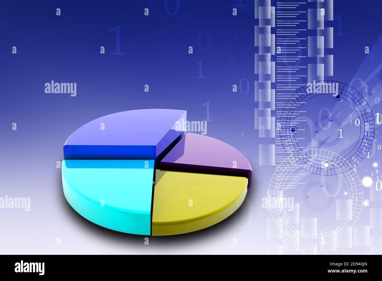 3d multi use pie chart graph in color background Stock Photo - Alamy