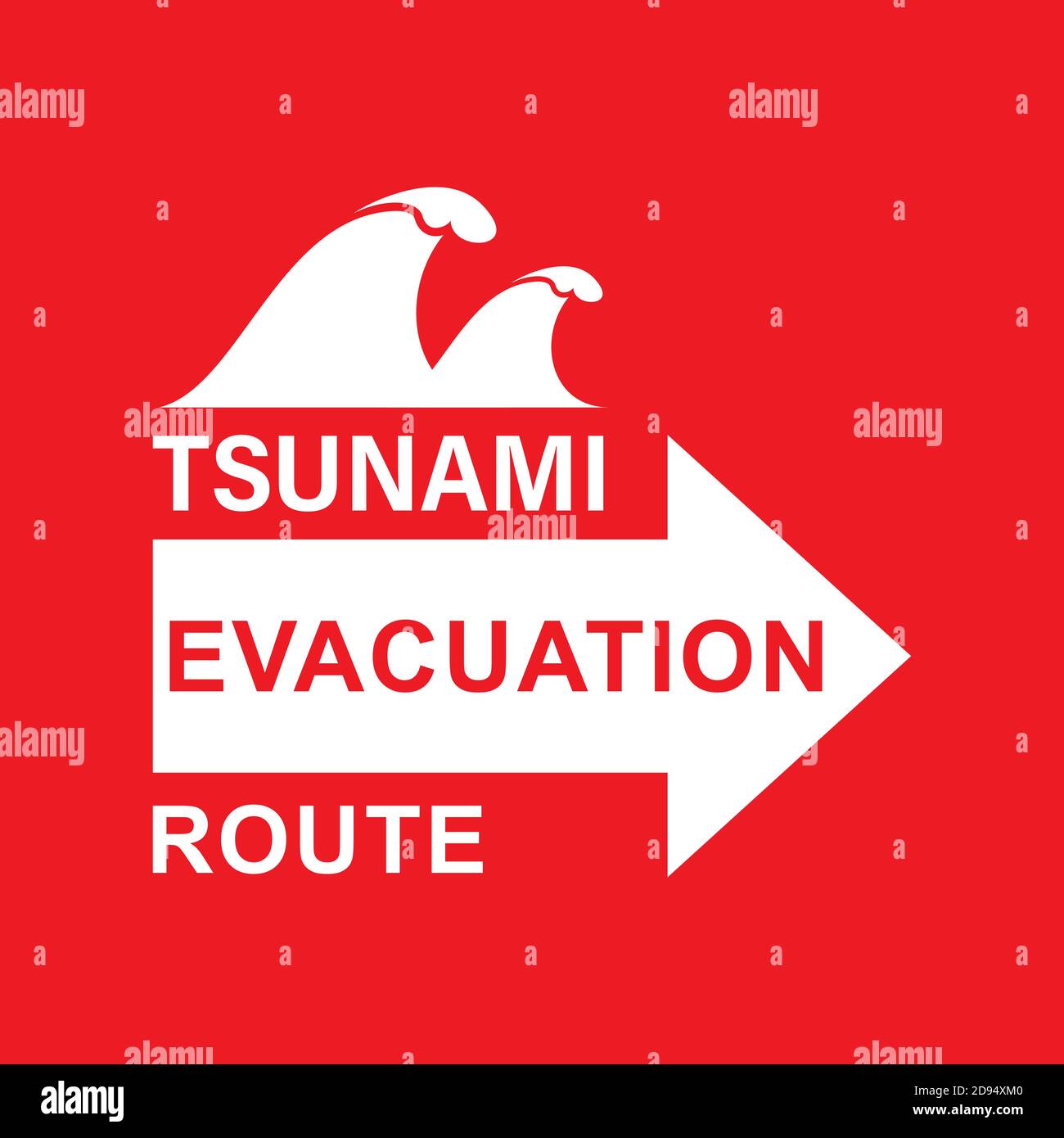 Illustration of vector graphic of signs for evacuation routes. World Tsunami Awareness Day, 5 November. High tide waves conceptual illustration vector Stock Vector