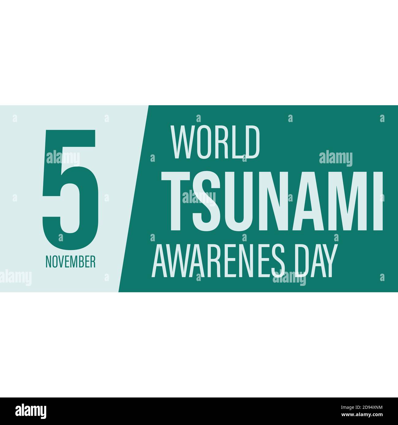 World Tsunami Awareness Day, 5 November. High tide waves conceptual illustration vector. visible from the seashore and marine life Stock Vector
