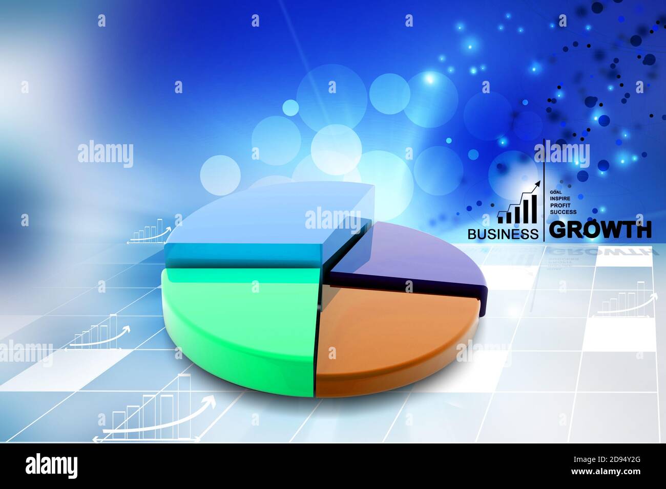 3d multi use pie chart graph in color background Stock Photo - Alamy