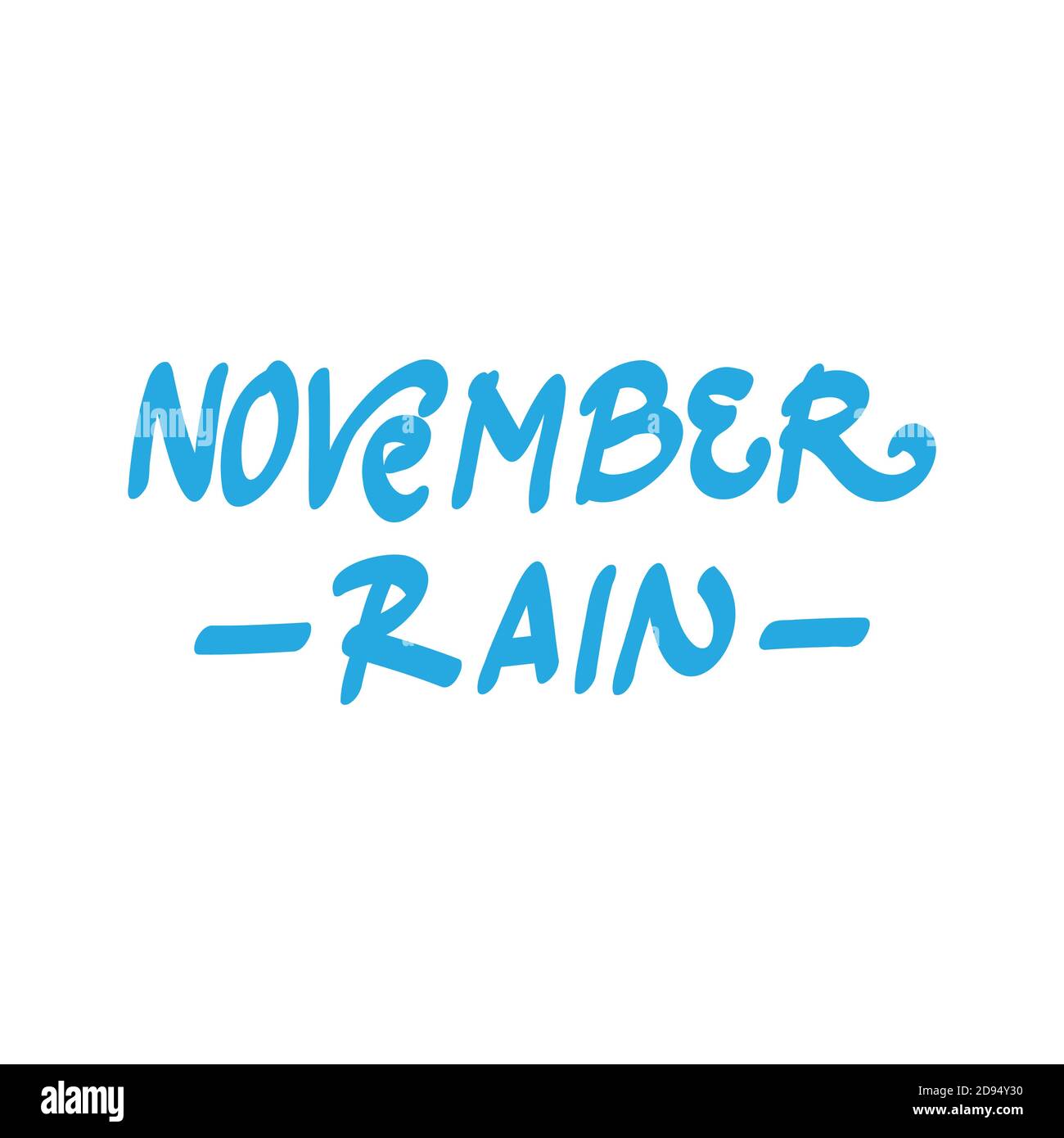 November Rain. Autumn season banner. Poster, card design with inscription, colorful imprints foliage, lettering phrase. Concept advertising. Stock Vector