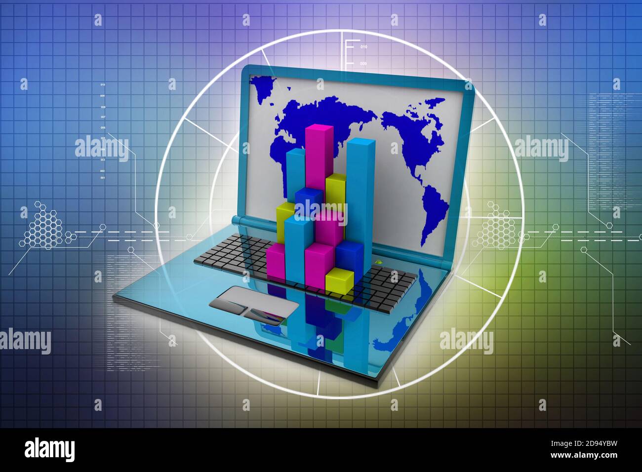 Computer Inside Graph Graph in computer Stock Photo - Alamy
