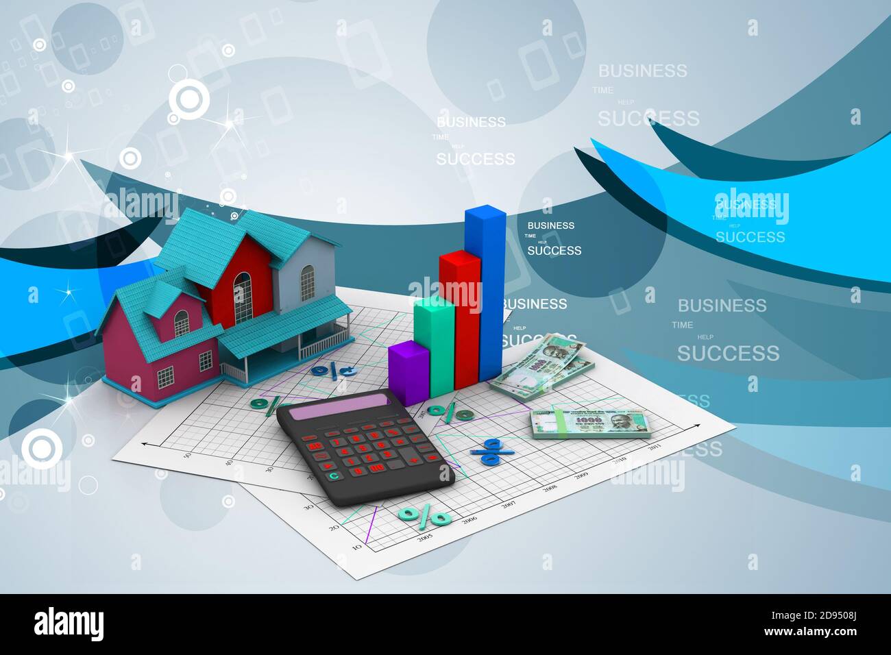 Sale house and calculator Stock Photo - Alamy