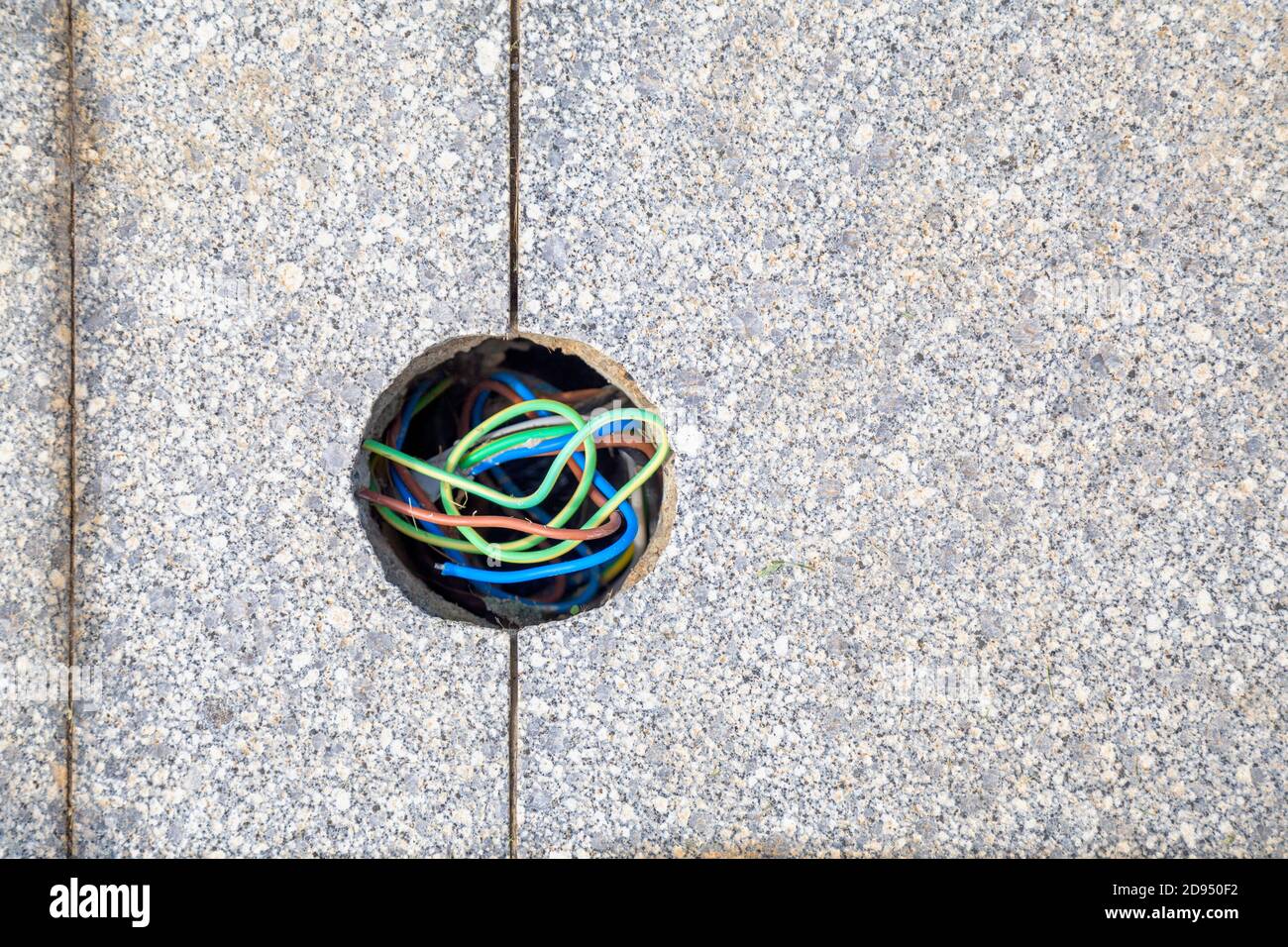 Place for installing outdoor spots lights. Cables are prepared for