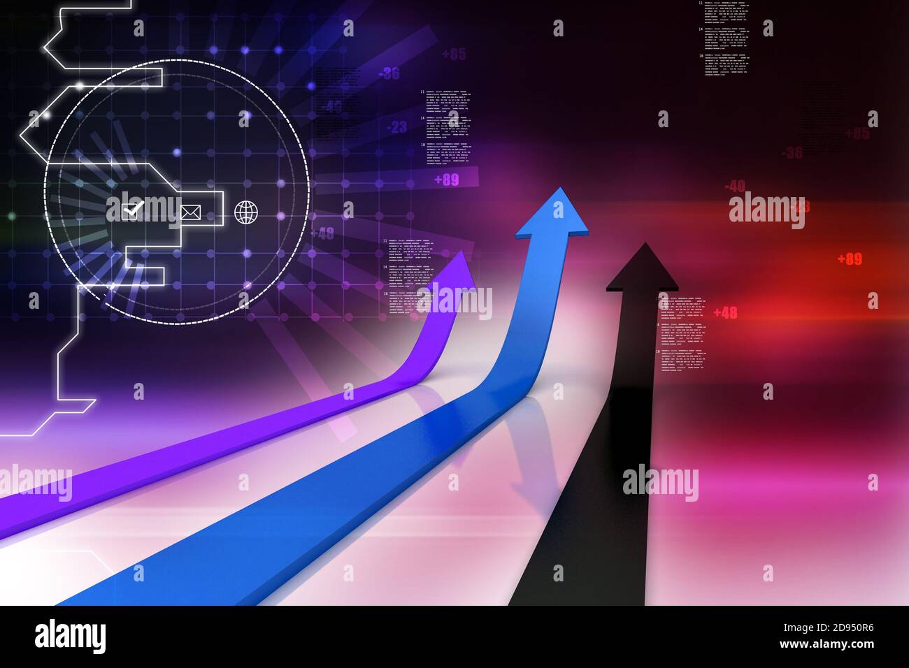 Course Arrow Arrows race to success pointing Stock Photo - Alamy