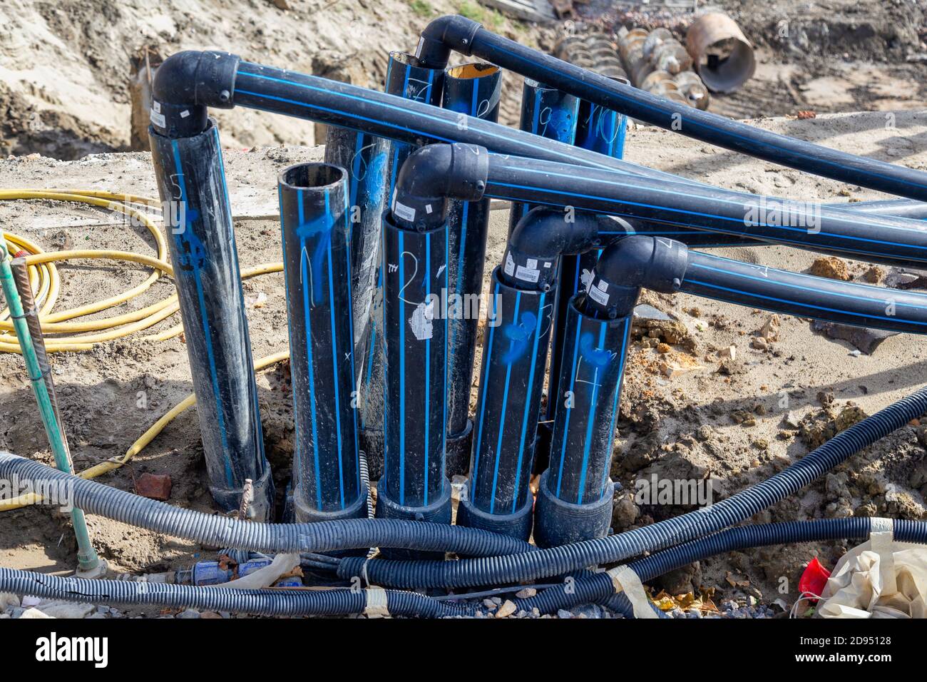 Submersible pumps dewater construction site at construction site