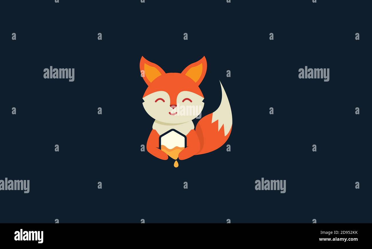 animal mammals fox  cute with honey logo icon vector design Stock Vector