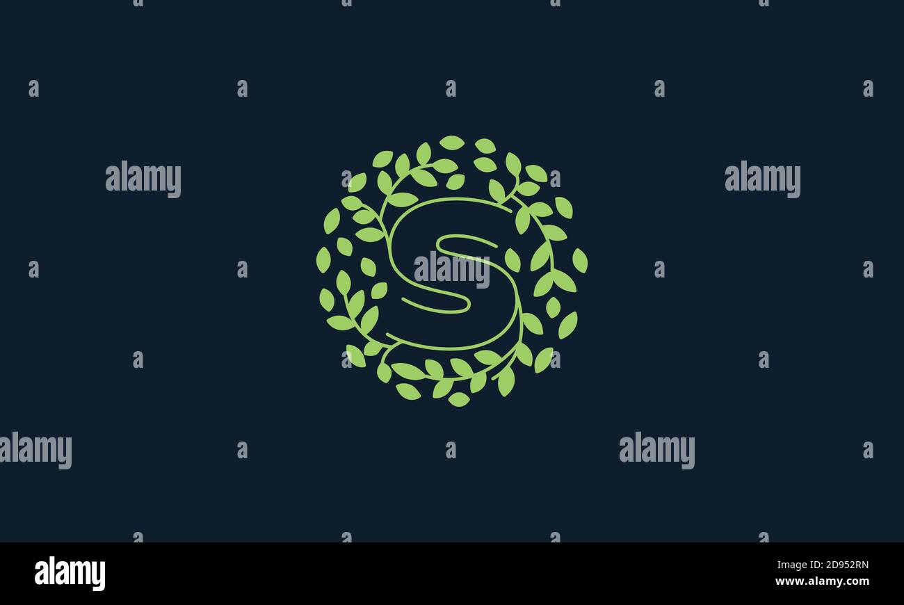Letter S with leaf green garden nature ornament logo vector icon design ...