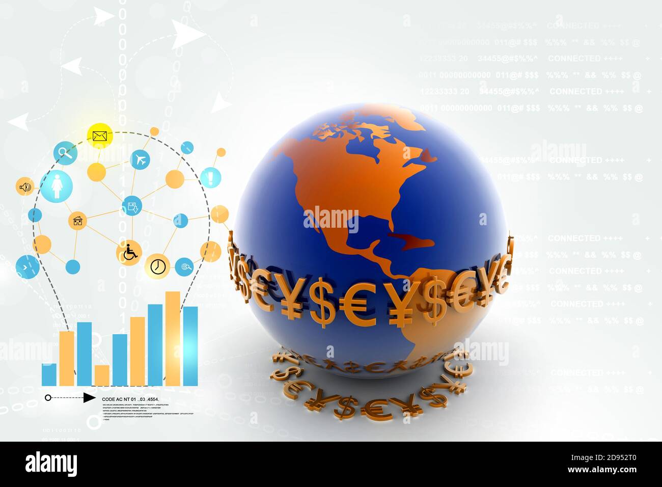 3d illustration of World and currency Stock Photo - Alamy