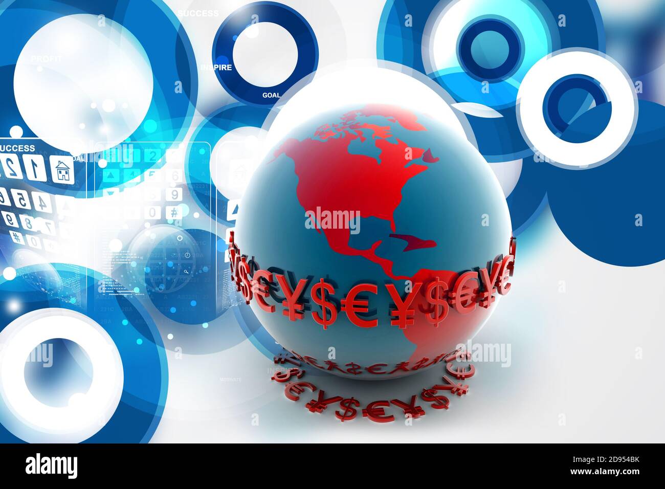3d illustration of World and currency Stock Photo - Alamy