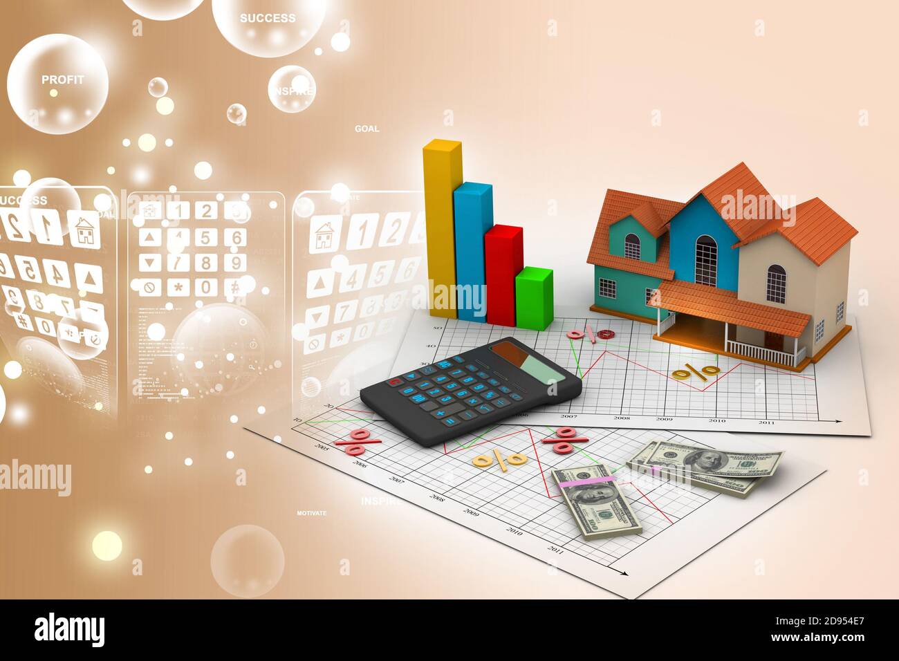 Sale house and calculator Stock Photo - Alamy