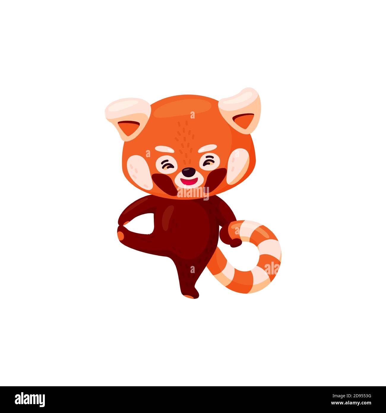 Red Panda Lifting One Leg Cute Baby Red Panda Practicing Yoga Isolated In White Background Vector Illustration In Cartoon Style Stock Vector Image Art Alamy