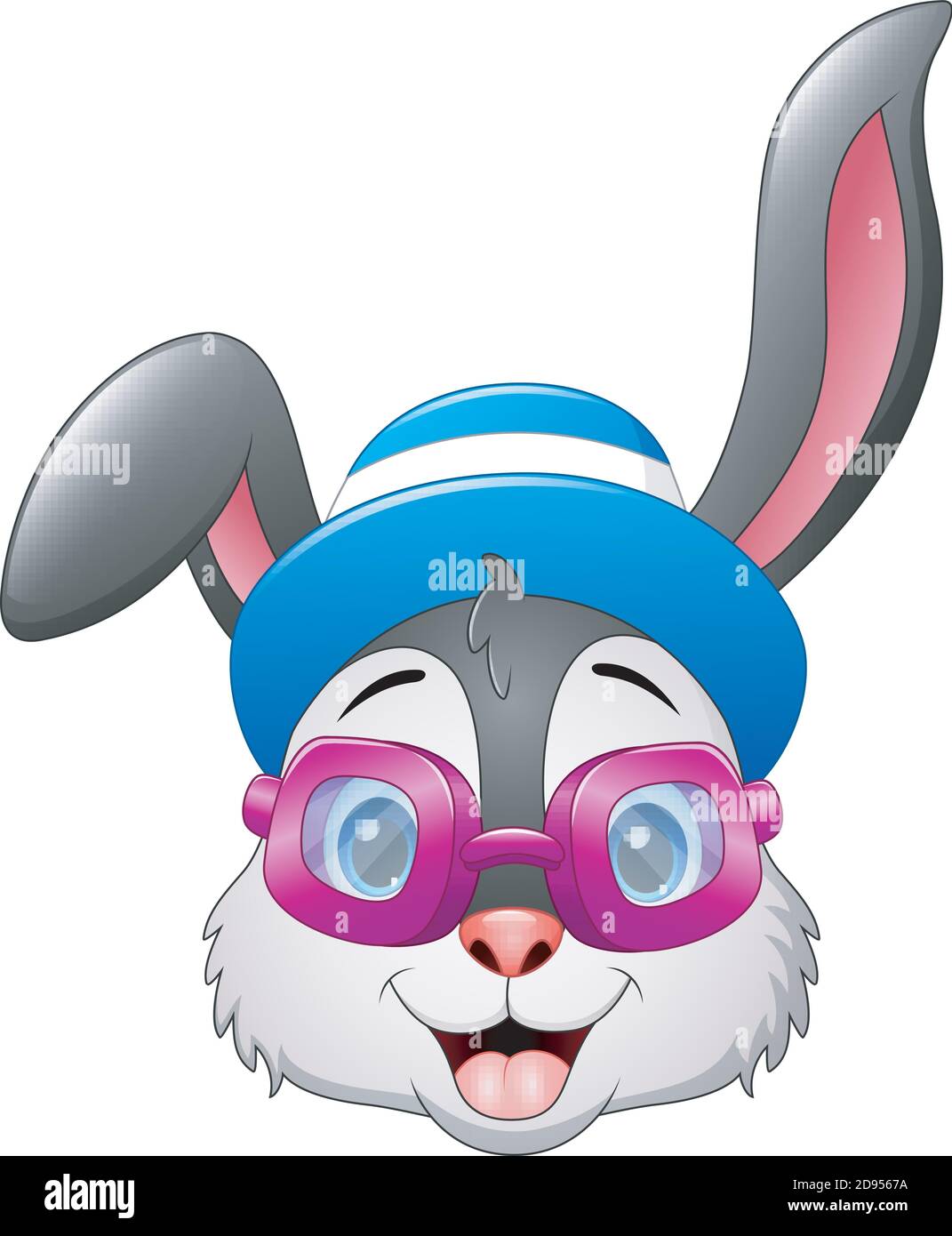 Vector illustration of Hipster rabbits in purple sunglasses with a hat ...