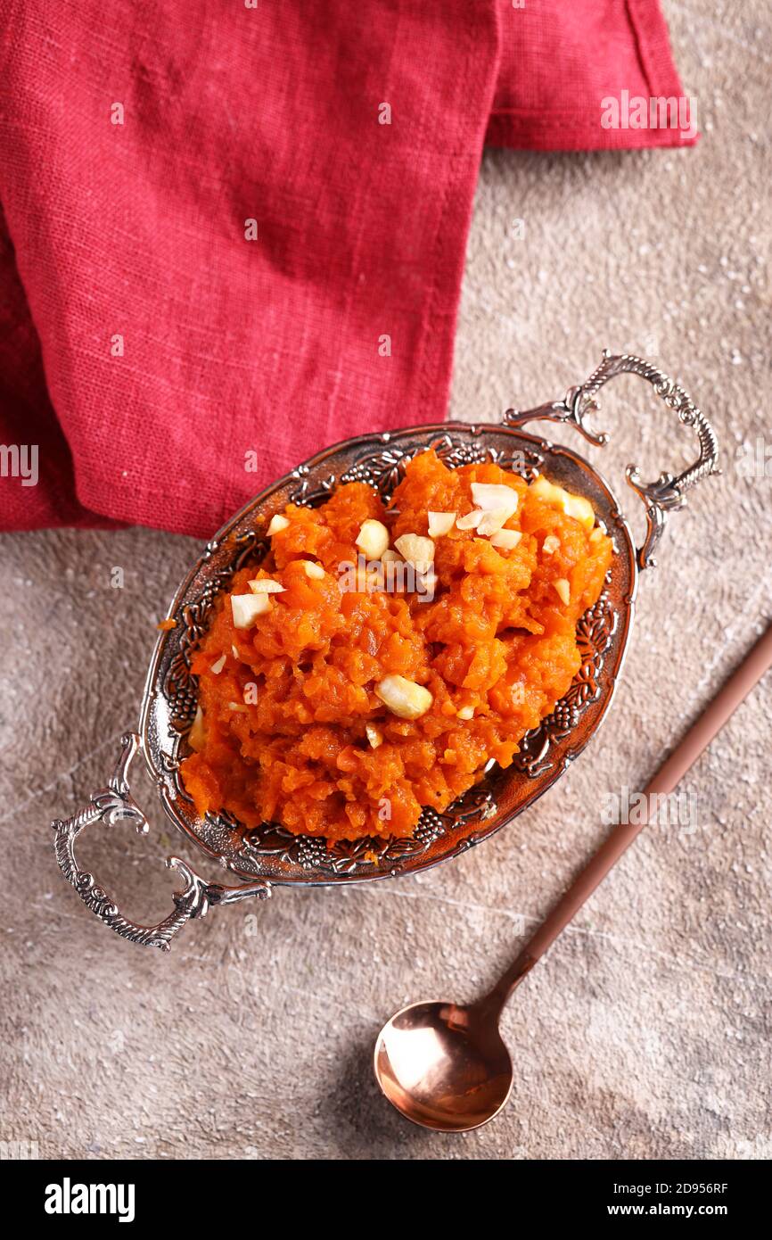 traditional indian dessert gajar halwa Stock Photo Alamy