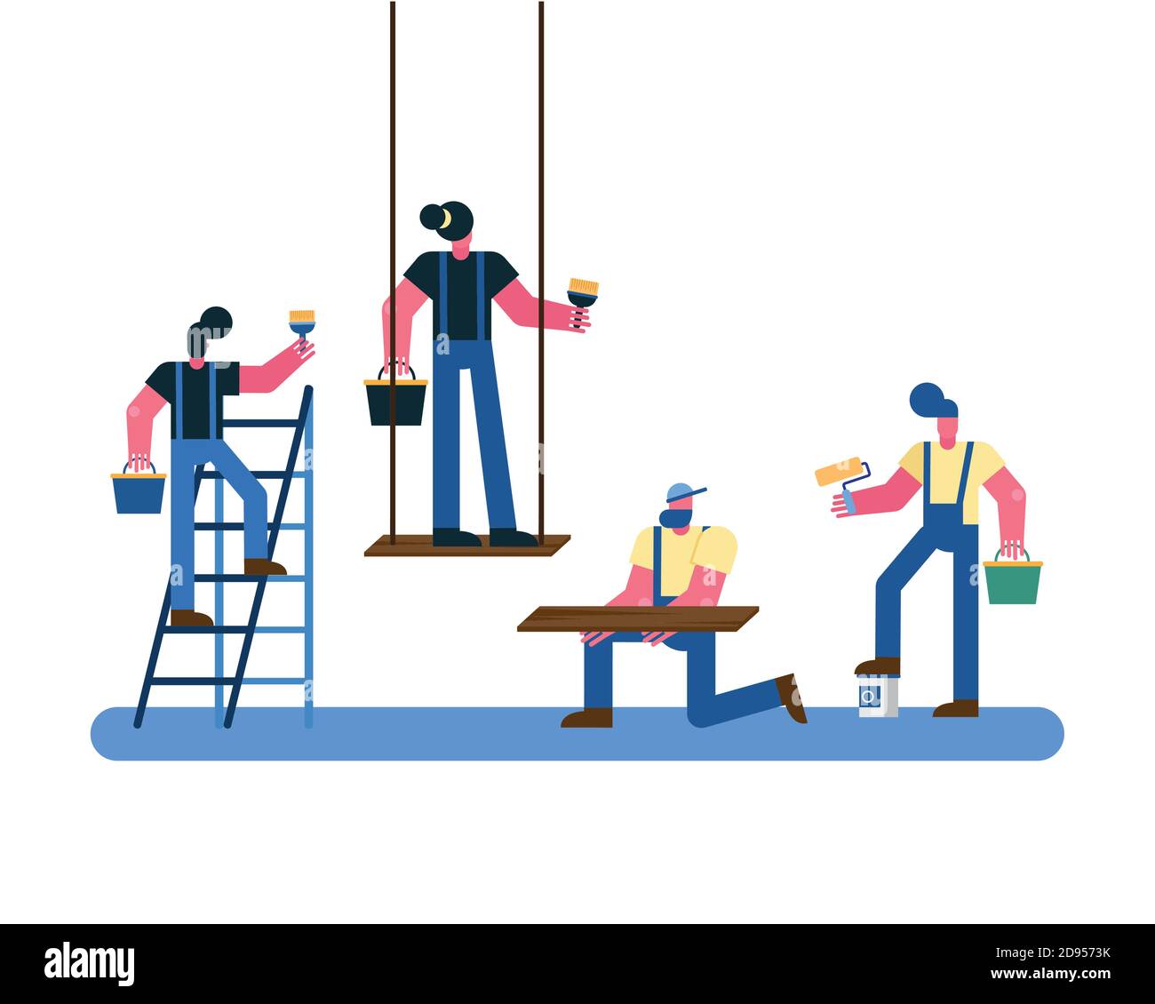 painters constructors workers team remodeling vector illustration design Stock Vector