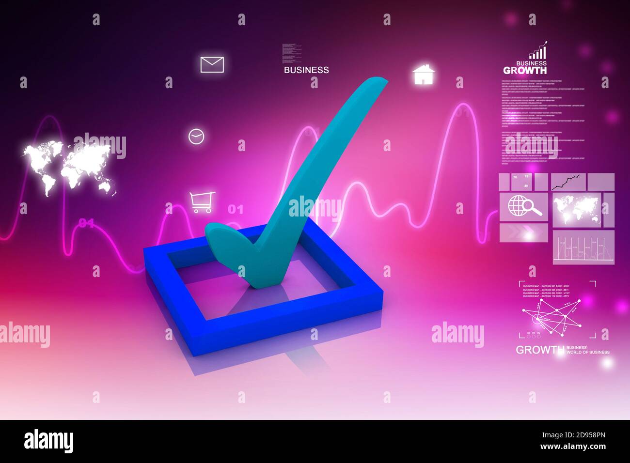 3d multi use check box with check Stock Photo - Alamy