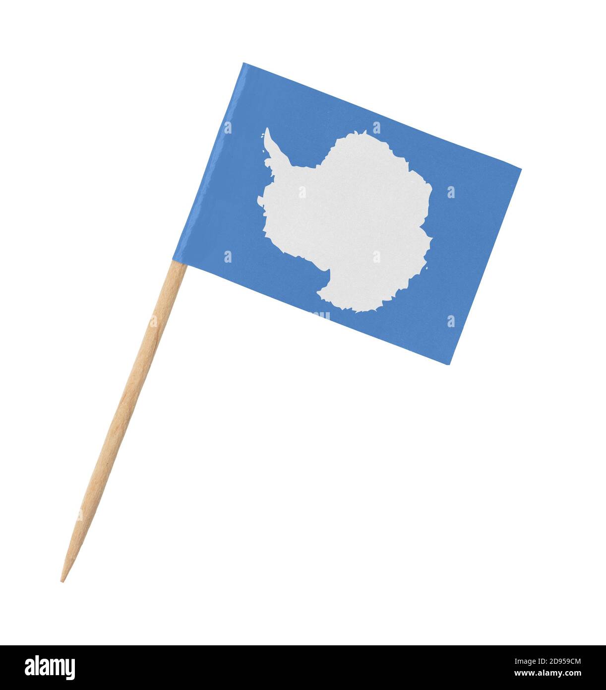 Small paper flag of Antarctica on wooden stick, isolated on white Stock