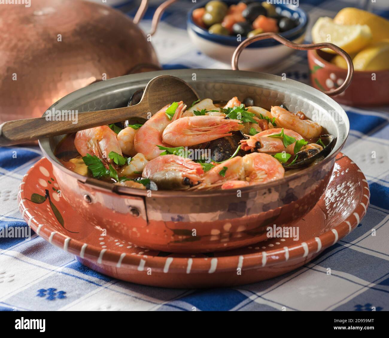 Cataplana de mariscos. Seafood casserole. Food Portugal Stock Photo - Alamy