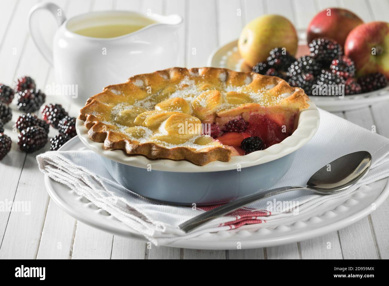 Blackberry and apple pie Traditional dessert UK Stock Photo