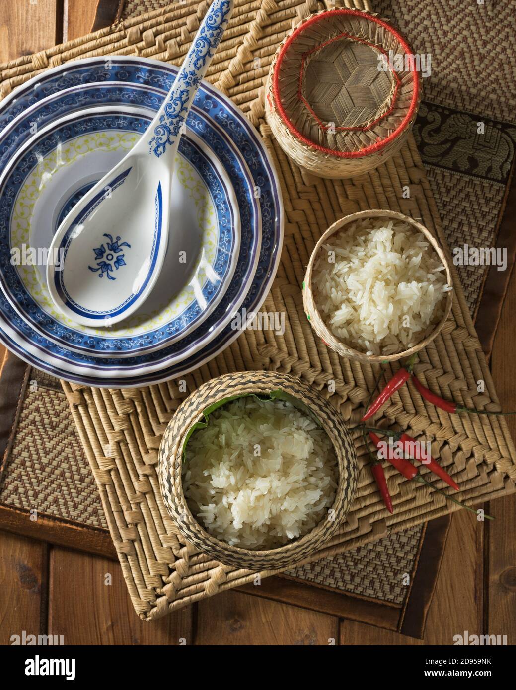 Sticky rice. Laos, Thailand South East Asia Food Stock Photo