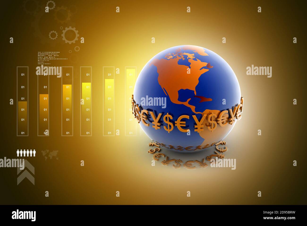 3d illustration of World and currency Stock Photo - Alamy
