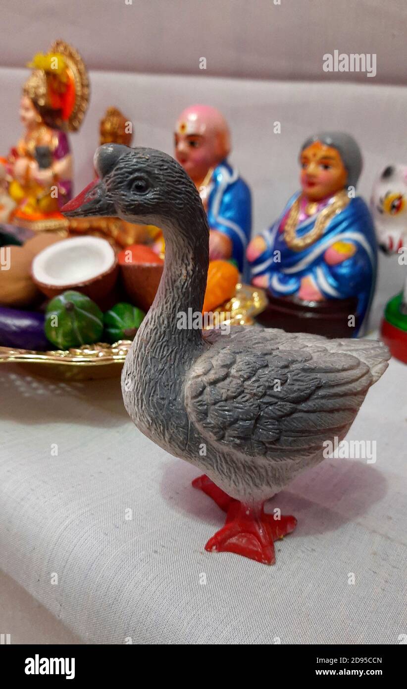 Beautiful Grey Duck on Toys Set Stock Photo Alamy