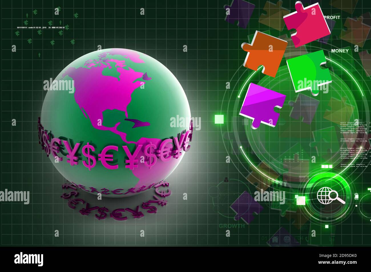 3d illustration of World and currency Stock Photo - Alamy