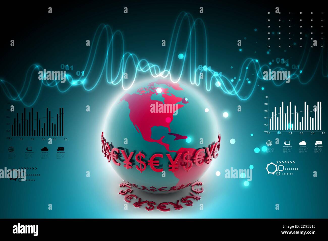 3d illustration of World and currency Stock Photo - Alamy