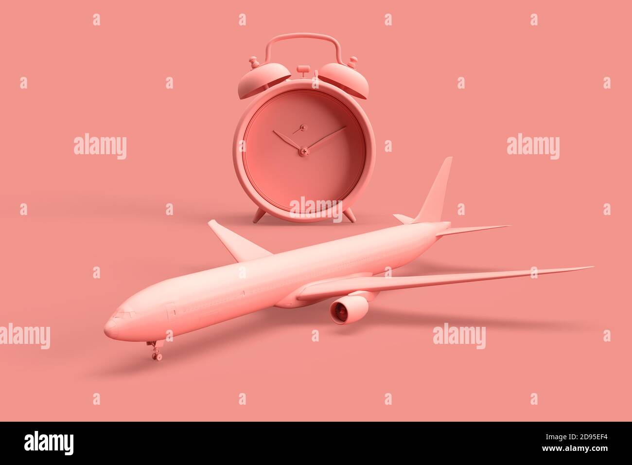 Closup of alarm clock and airplane as a travel concept Stock Photo Alamy