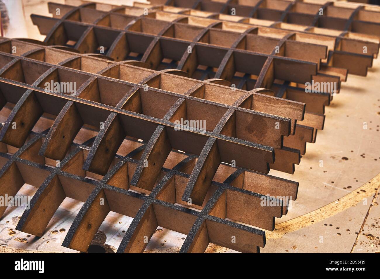 Joinery. MDF frames for bending plywood in Bend furniture