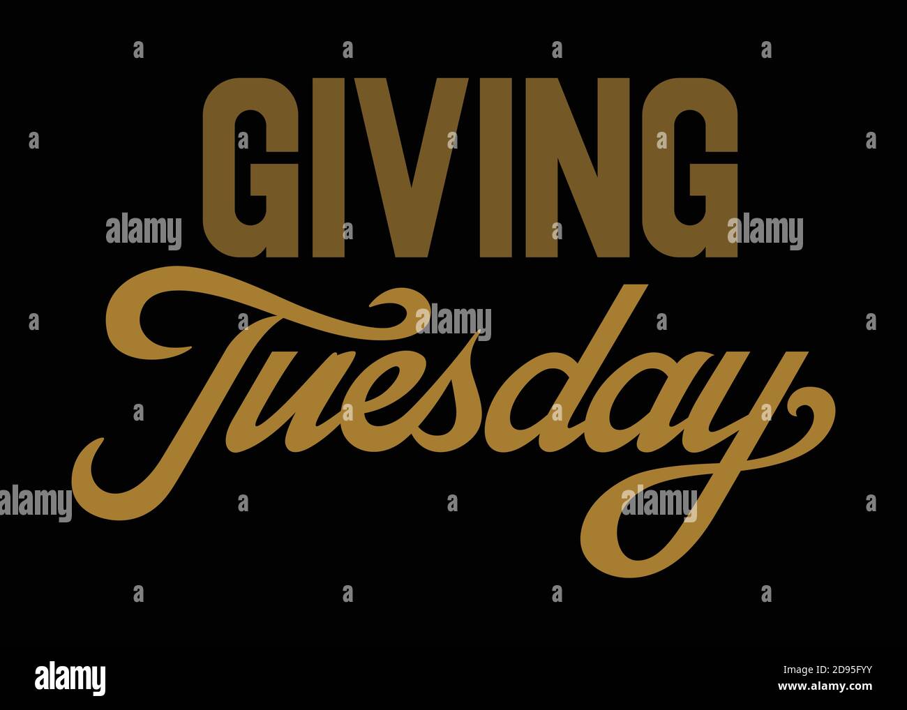giving tuesday brush hand lettering art script style gold letters on isolated black background vector text illustration t shirt design print poste stock vector image art alamy
