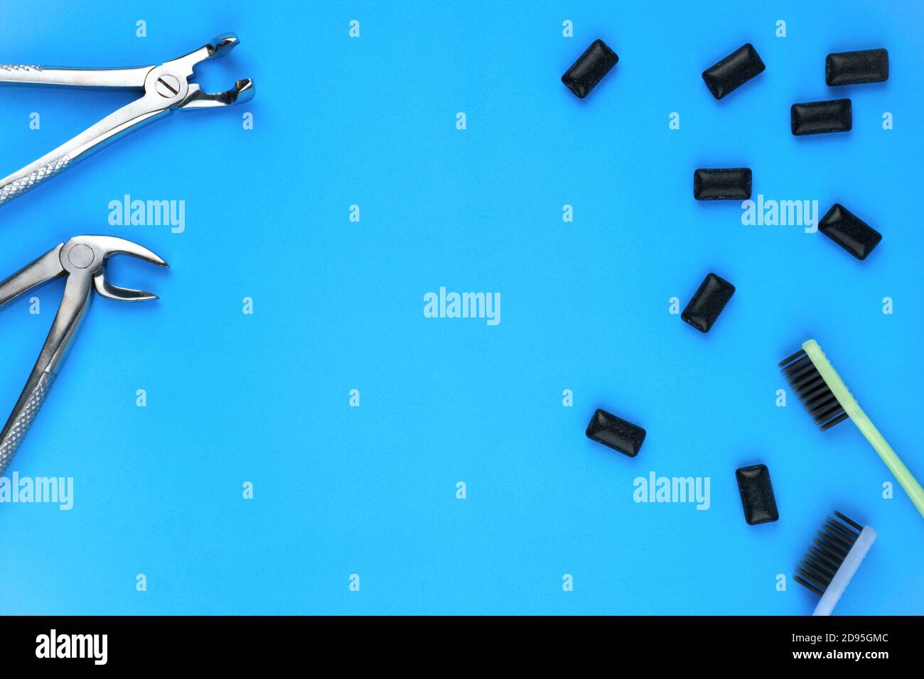 Photo of dental tools and black gum pads Stock Photo Alamy
