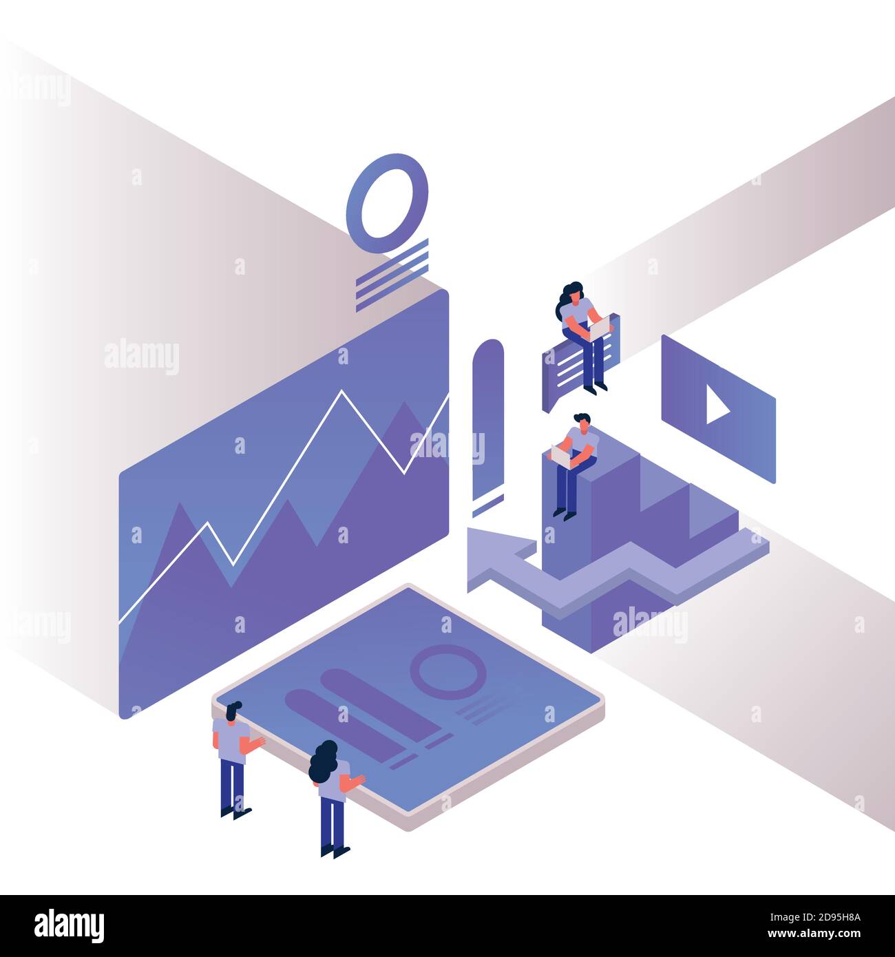 people and charts with statistics vector illustration design Stock ...