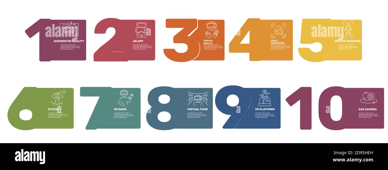 Infographic Augmented Reality template. Icons in different colors ...