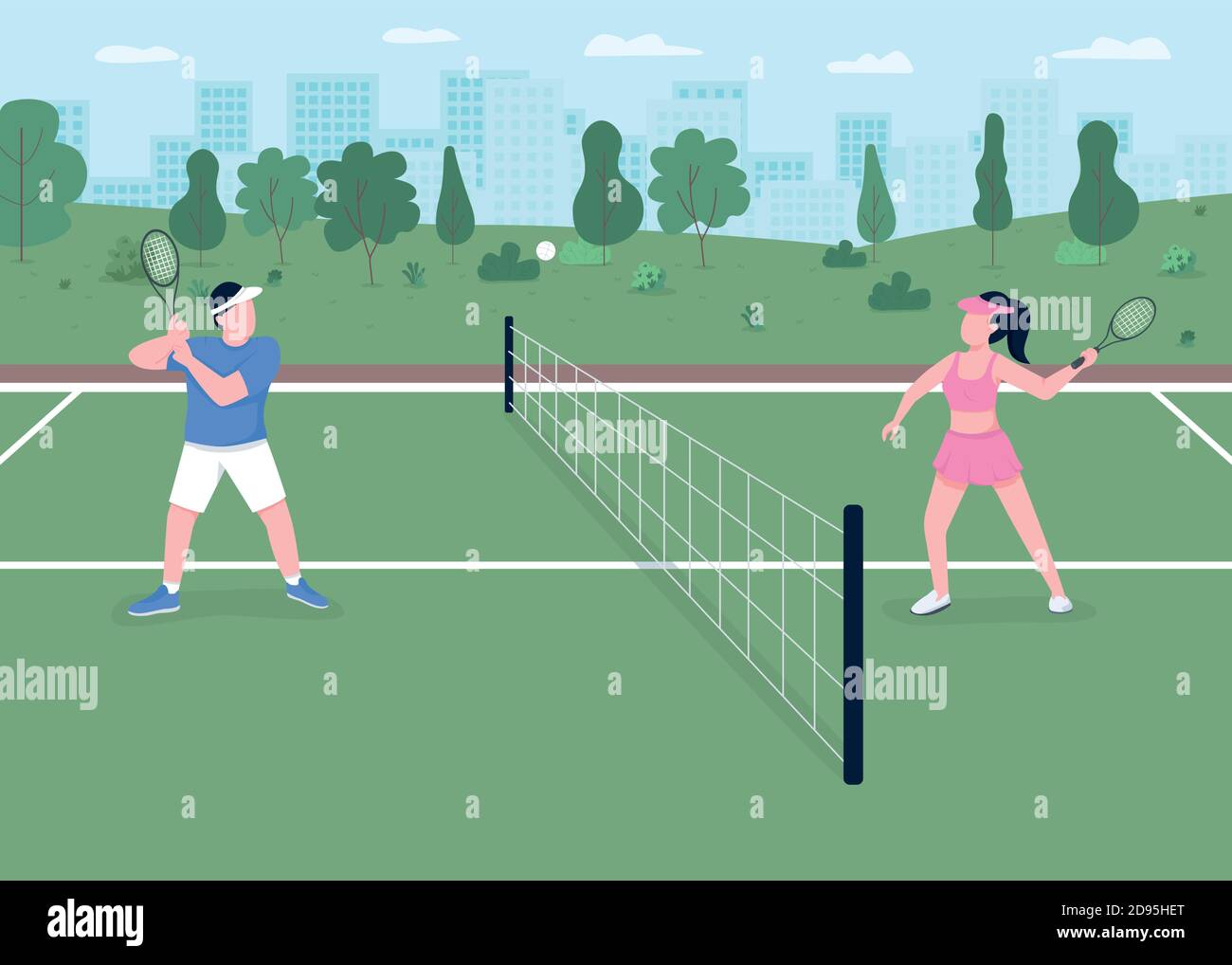 Tennis game flat color vector illustration Stock Vector Image & Art Alamy