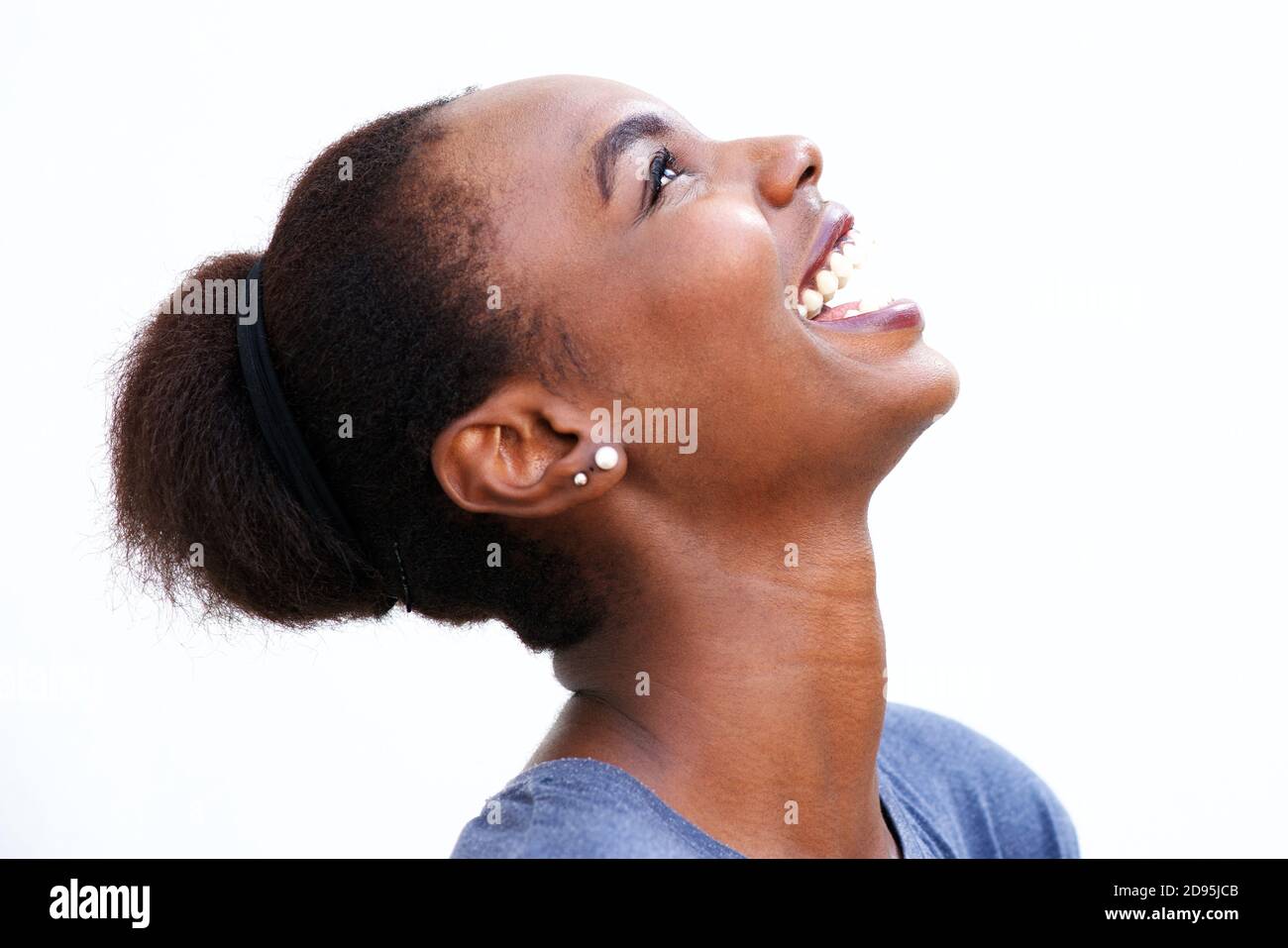 Close up profile portrait of beautiful young african american woman ...