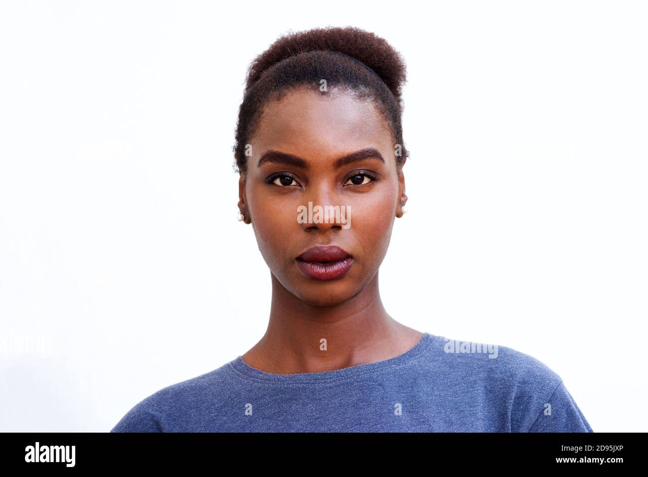 Close up front portrait of beautiful young african woman staring Stock ...