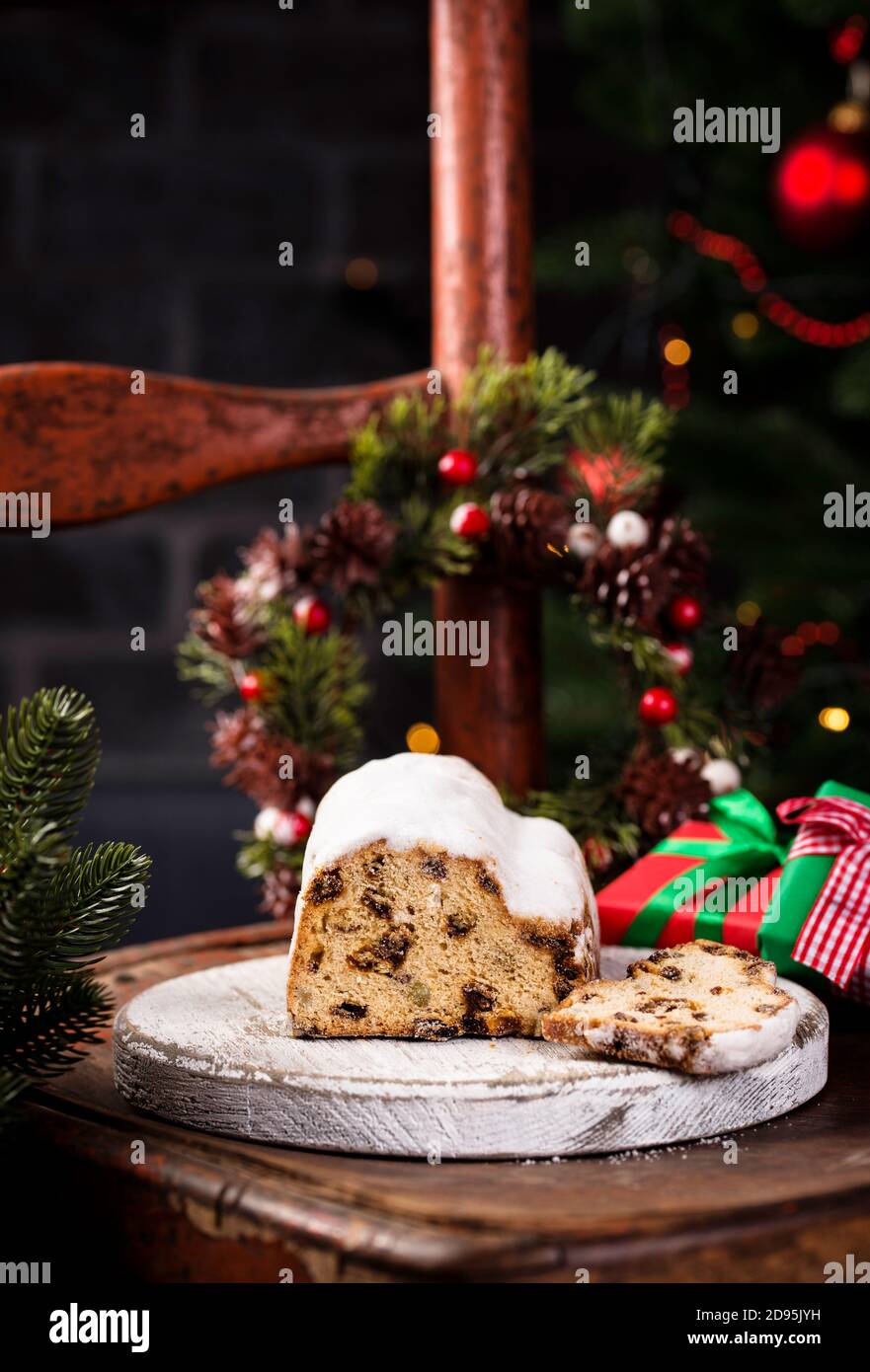 Traditional German Christmas cake stollen Stock Photo - Alamy