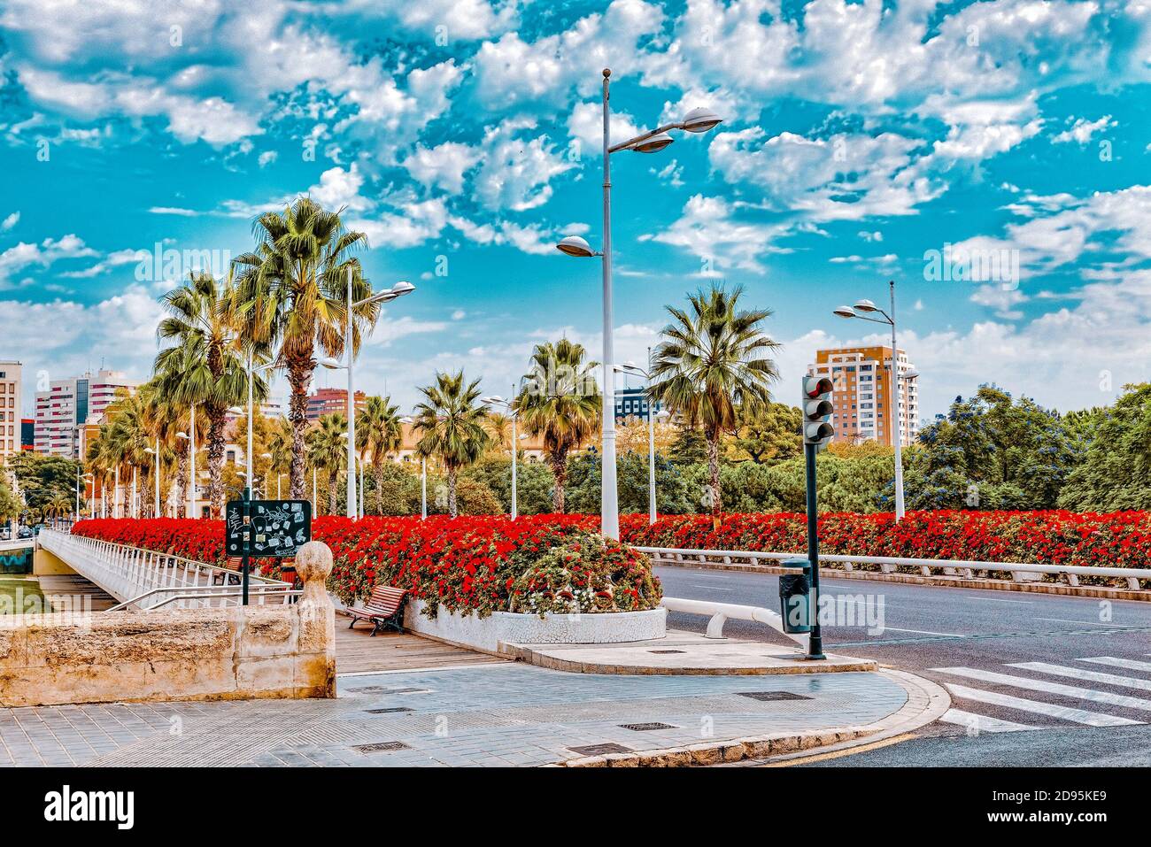 Cityscape of Valencia third size population city in Spain Stock Photo