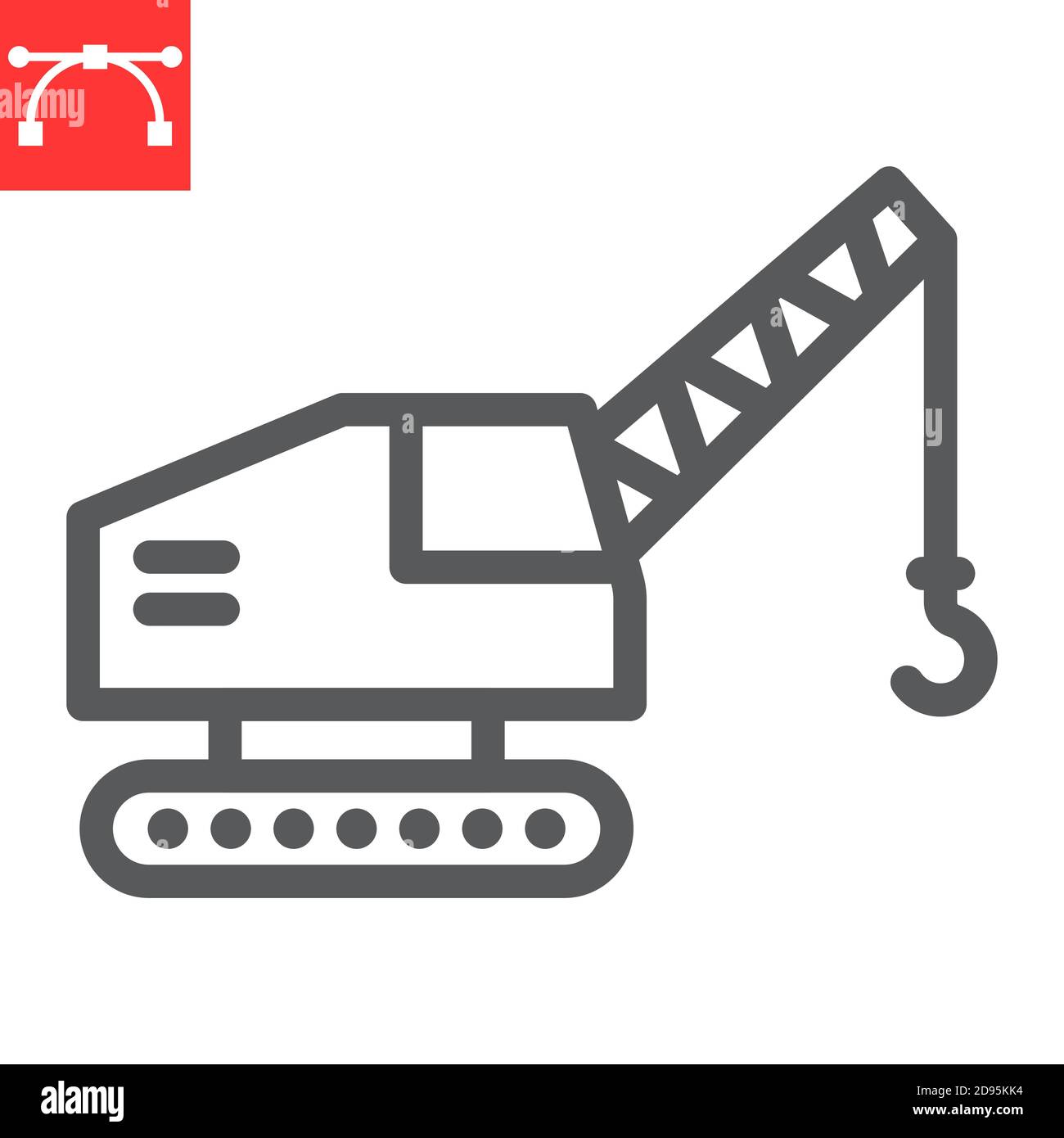 Mobile crane line icon, construction and vehicle, crane sign vector