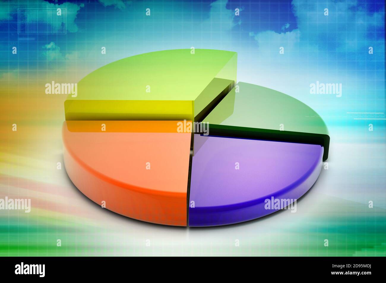 3d multi use pie chart graph in color background Stock Photo - Alamy