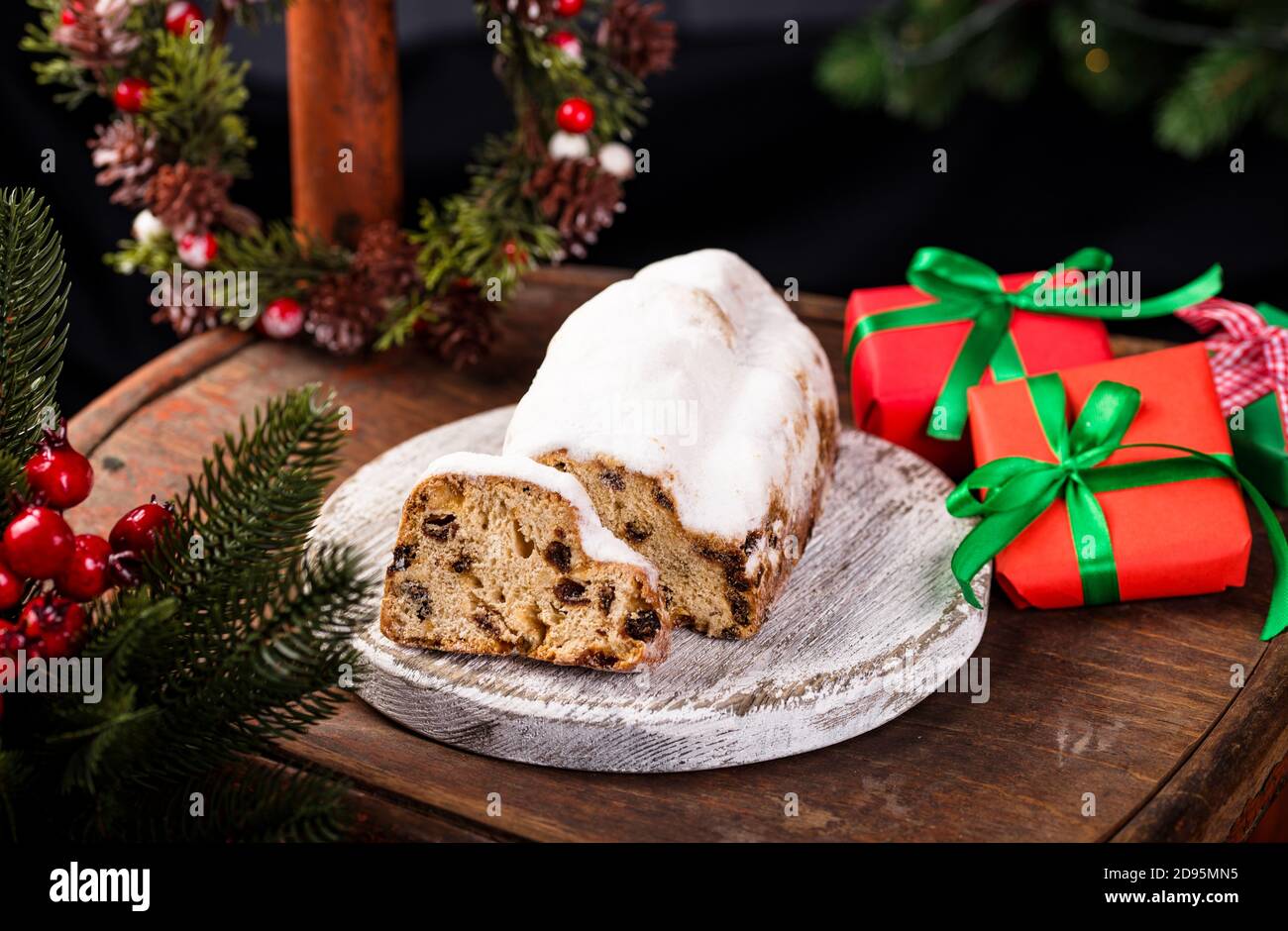 Traditional German Christmas cake stollen Stock Photo - Alamy