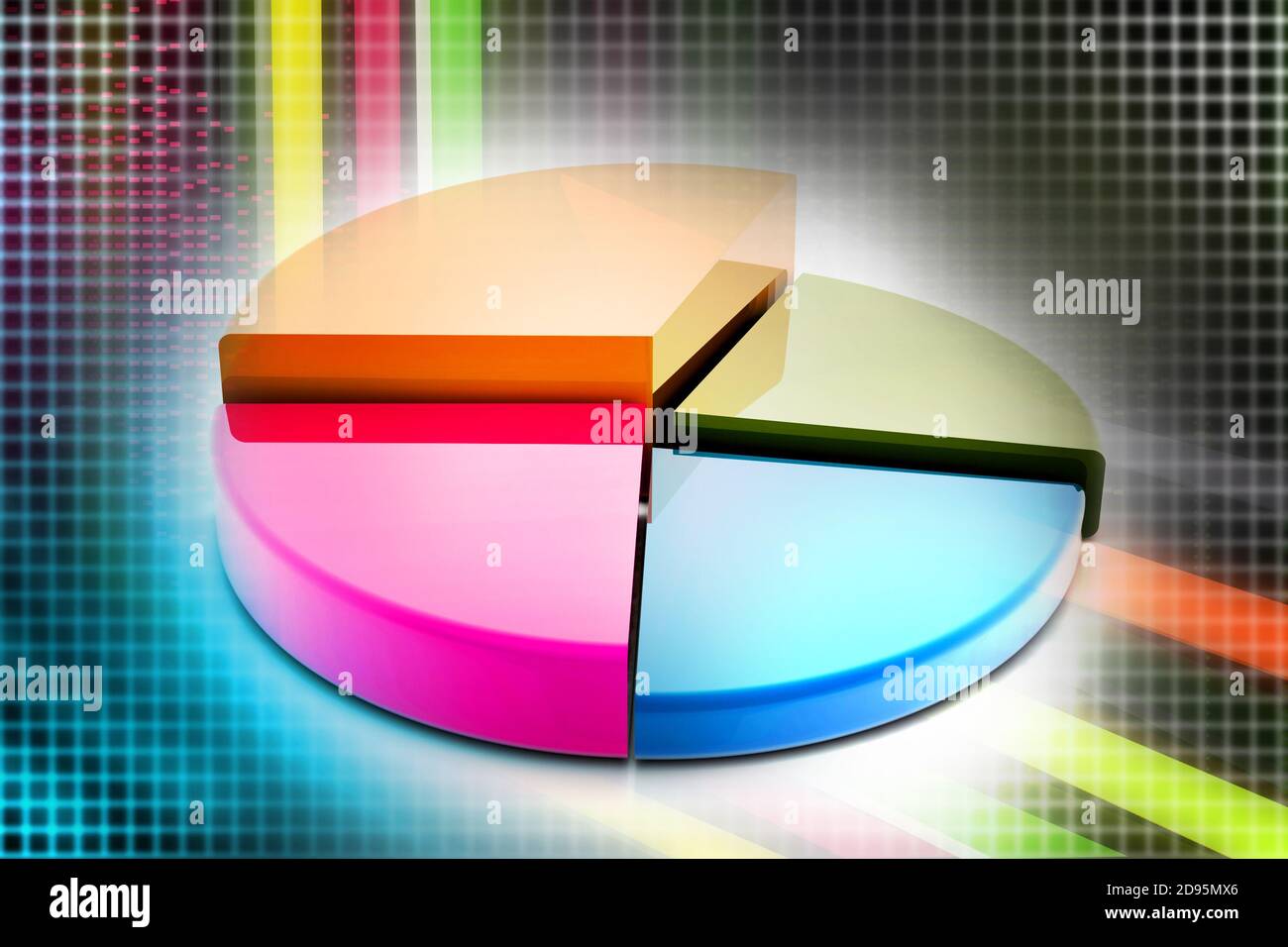 3d multi use pie chart graph in background Stock Photo - Alamy