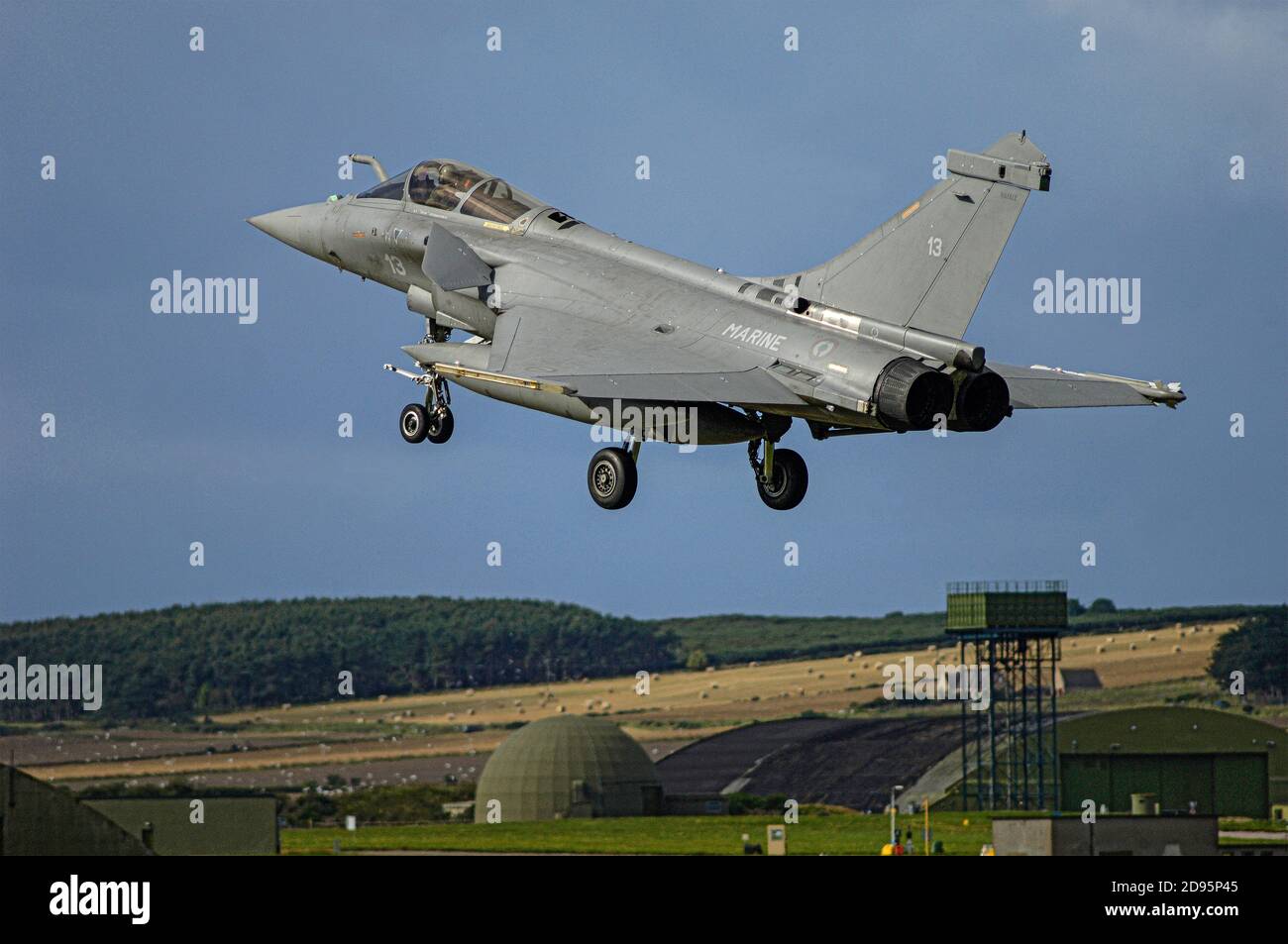 French Marine Rafael jet fighter on exercise in North east Scotland taking off from RAF Lossiemouth in Morayshire Scotland. Stock Photo