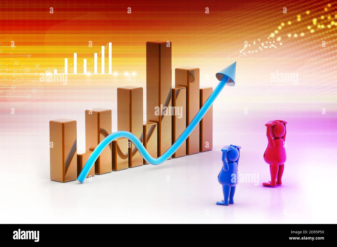 Business graph with growth concept in white background Stock Photo - Alamy