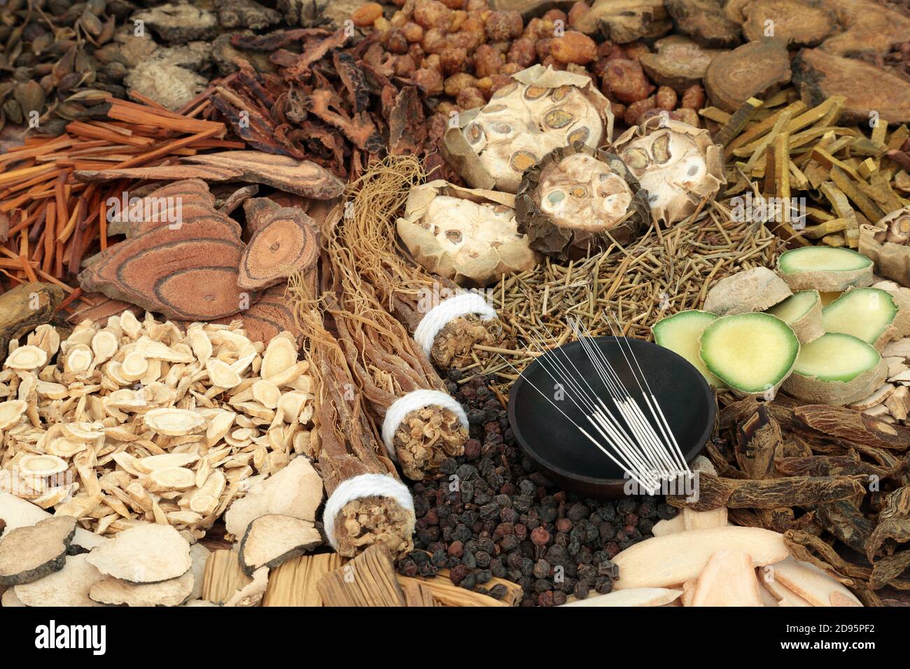 Chinese acupuncture needles with herbs and spice used in traditional