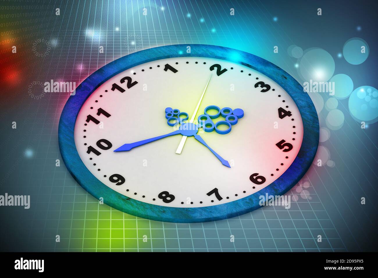 Clock in color background Stock Photo - Alamy