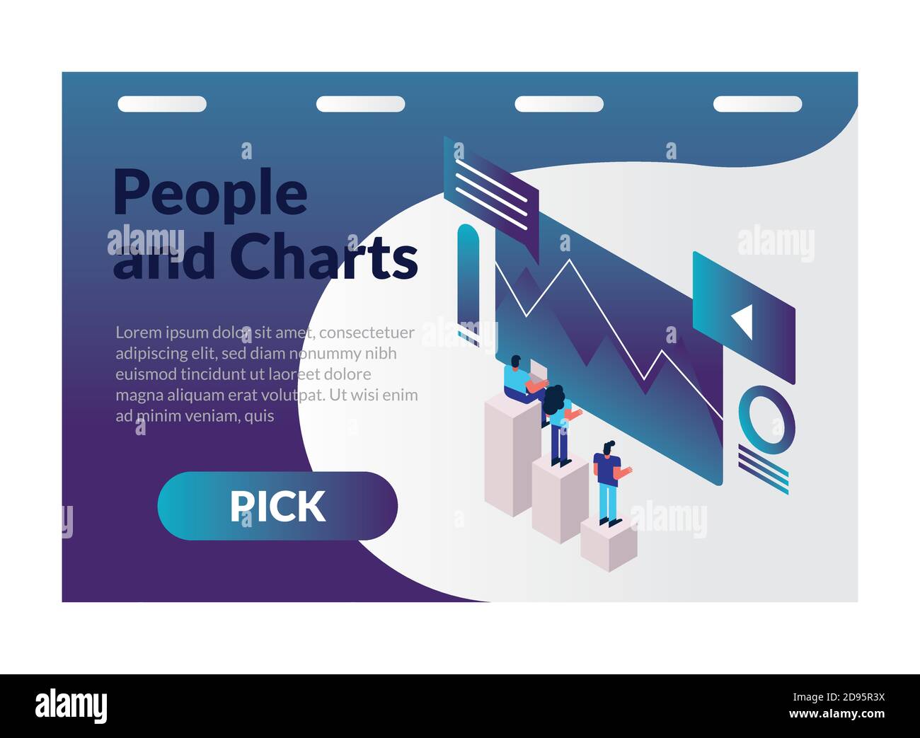 people and charts with templates and pick button vector illustration ...