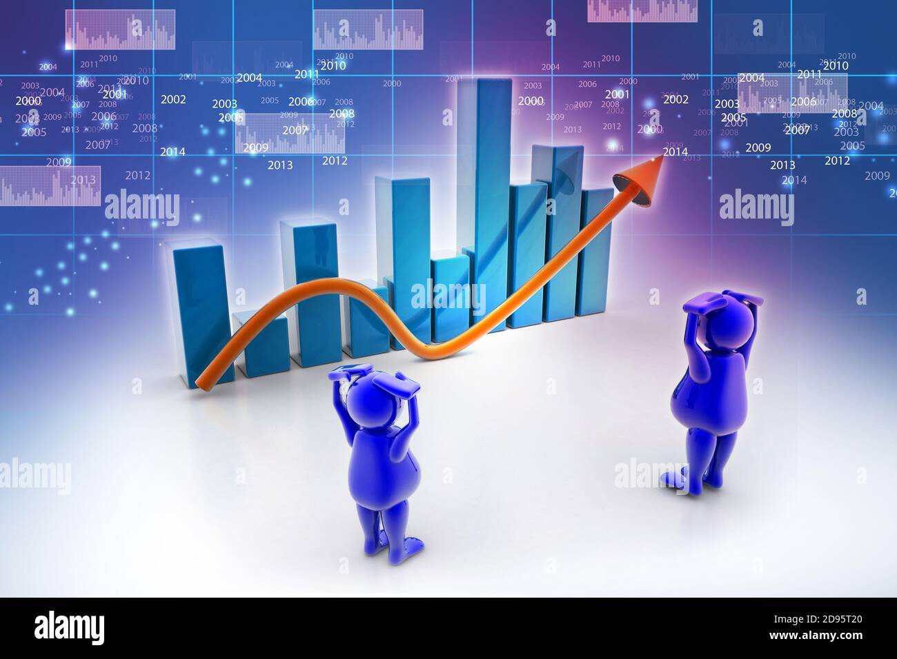 Business graph with growth concept in white background Stock Photo - Alamy